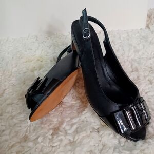 VANELI Patent Leather Slingback Pumps, Size: 7W, Color: Black